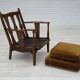 Fauteuil vintage danois des années 1950, mobilier vert d'origine en velours, bois de chêne.