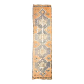 3x11 orange vintage runner rug, 88x341cm