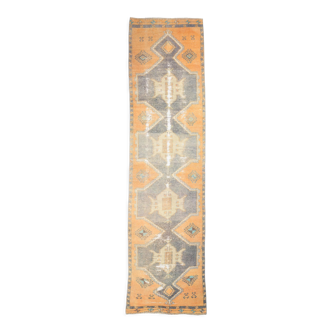 3x11 orange vintage runner rug, 88x341cm