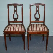 Set of Vintage Wooden Dining Chairs with Carved Details