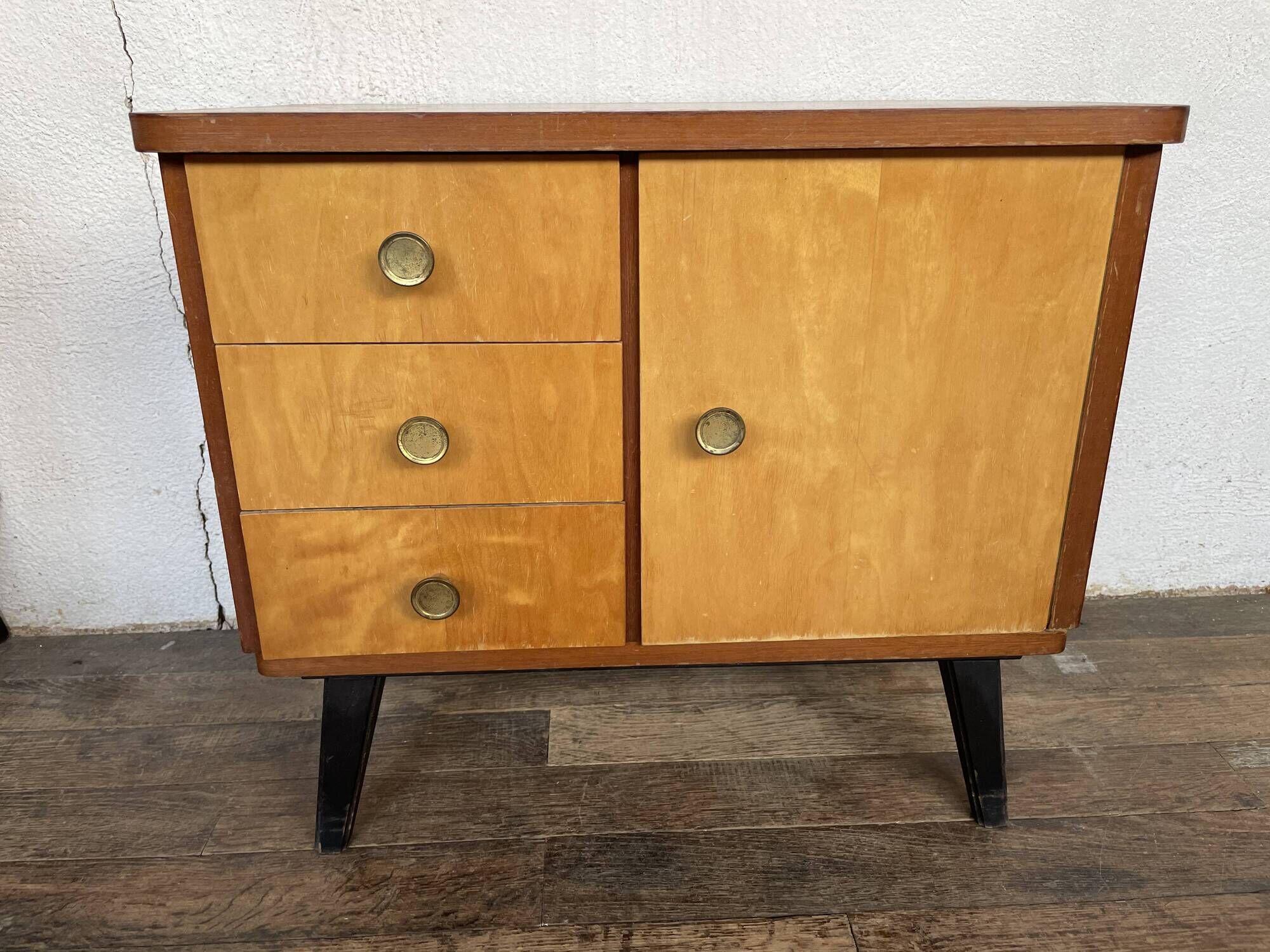 Pair of night table feet compass bedside end of vintage sofa old 1950 1960 retro