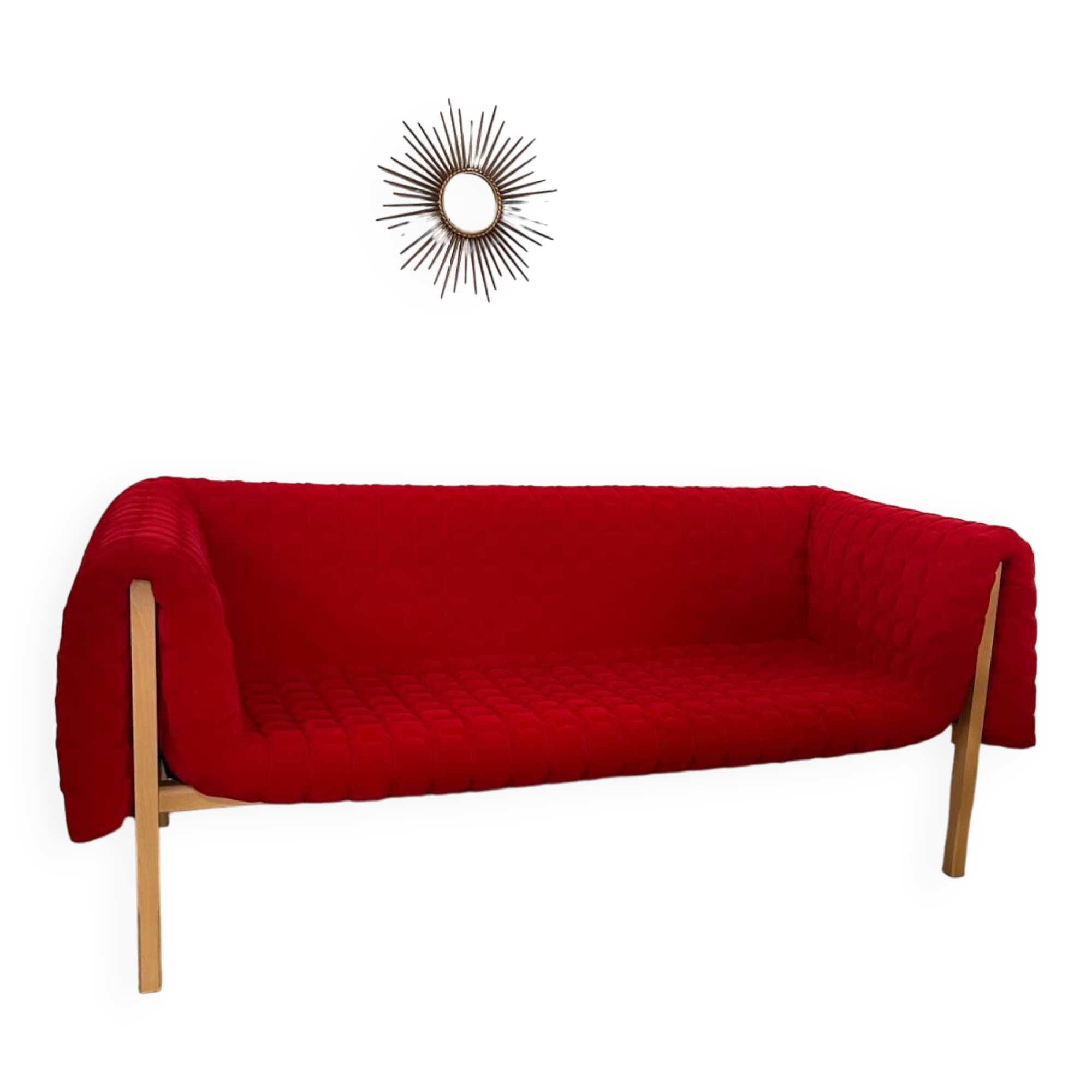 3-seater sofa Ligne Roset Ruché design Inga Sempé red alcantara