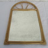 Mirror in bamboo and vintage rattan deco, 61x37 cm