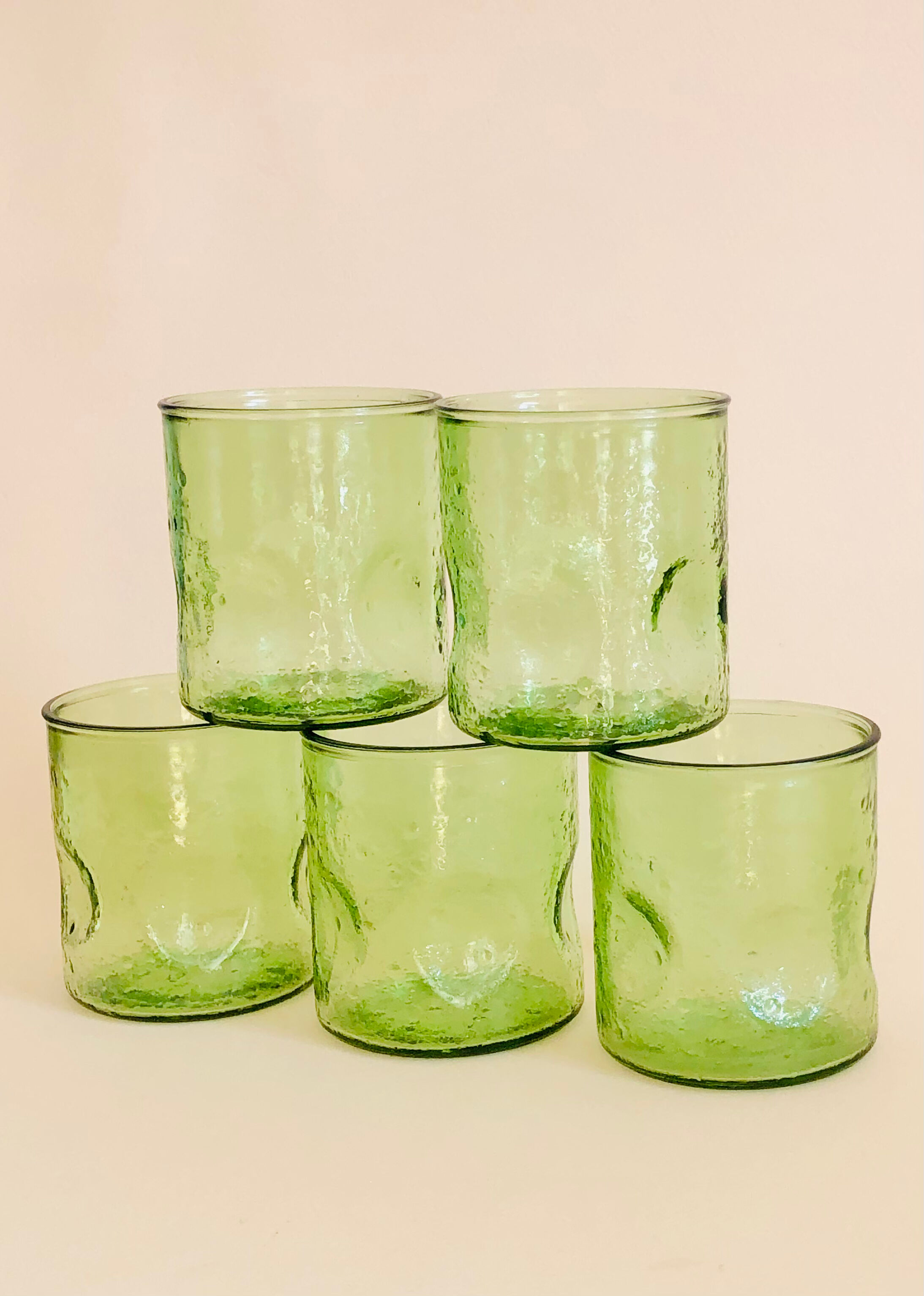 Set of five vintage water glasses
