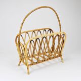 Bamboo and rattan magazine rack in the style of Franco Albini, Italy, 1970s.