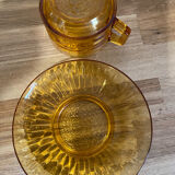 Set of 6 amber glass cups