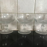 3 vintage coupe glasses in semi-crystal, for champagne or dessert.