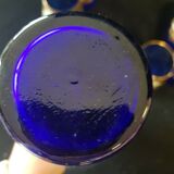 Ensemble 6 verres une carafe bleu en verre émaillé