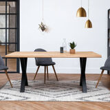 Dining table Solid mango wood and black metal legs