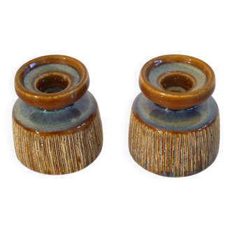 Pair of Danish ceramic candle holders by Soholm.
