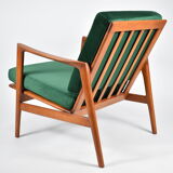 Scandinavian armchair "Stefan", restored, 60s, green bottle velvet