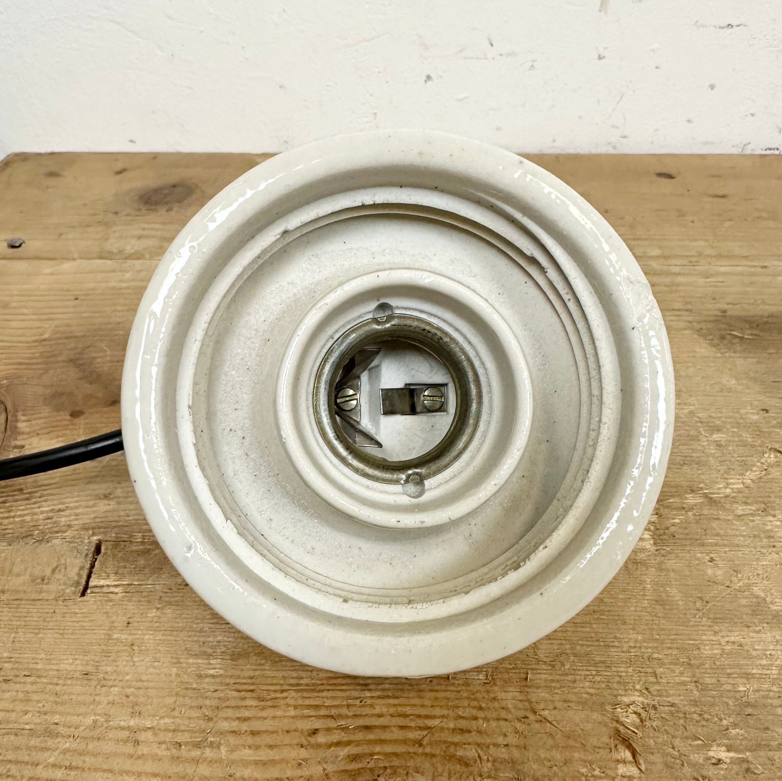 Vintage White Porcelain Pendant Light, 1970s