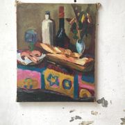 Peinture à l’huile nature morte signée « Beaucé » 57 x 52 cm