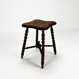 Antique oak bubble leg plantstand, 1920s