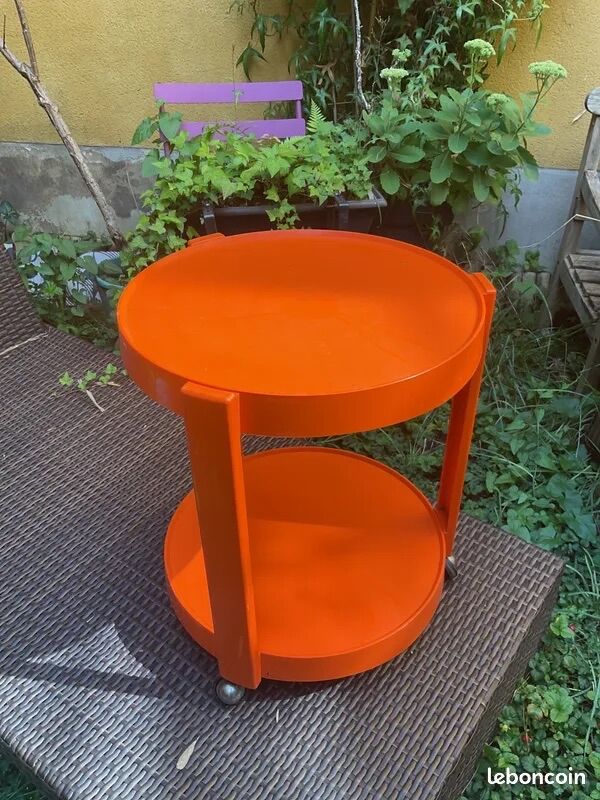 Vintage orange round side table