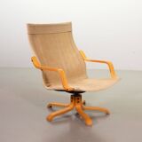 Noboru Nakamura Design Chocolate Brown Padded Leatherette Swivel Chairs 70s
