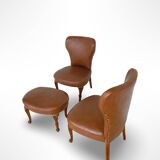 Set of the side chairs and stool for leg, 1950s.