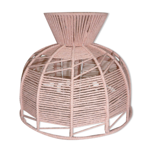 Abat jour en fil de coton rose