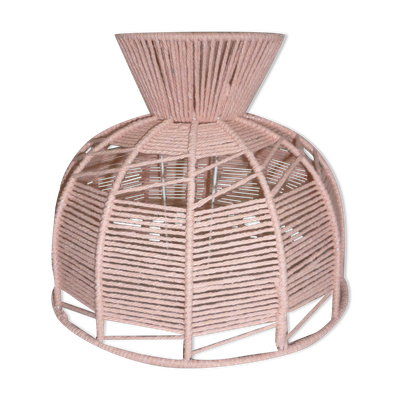 Abat jour en fil de coton rose