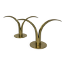 Pair of Lily candlesticks in brass, Ystad Metall, Sweden, design Ivar Ålenius Björk