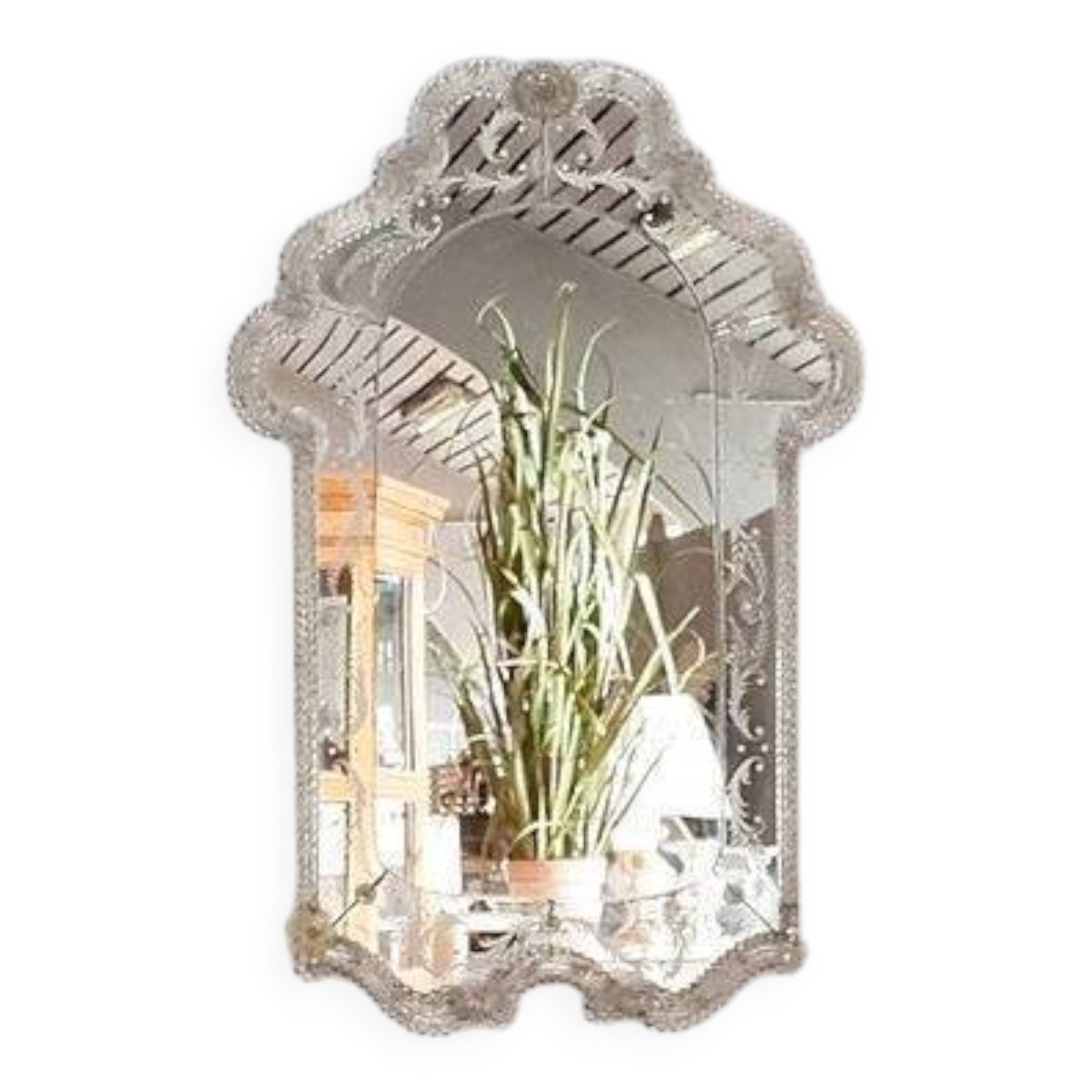 Italian Venetian Murano Floral Wall Mirror