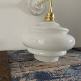 Vintage wall lamp in electrified white opaline to new