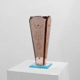 Art Deco Vase in Glass, Mirrored Glass and Wood, France 1920s