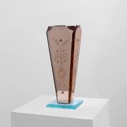 Art Deco Vase in Glass, Mirrored Glass and Wood, France 1920s