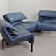 Vico Magistretti Canapé 3 places flexible Cassina en cuir bleu « Veranda », Italie