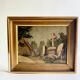 Oil on cardboard 19th century “the cross” wood and plaster frame