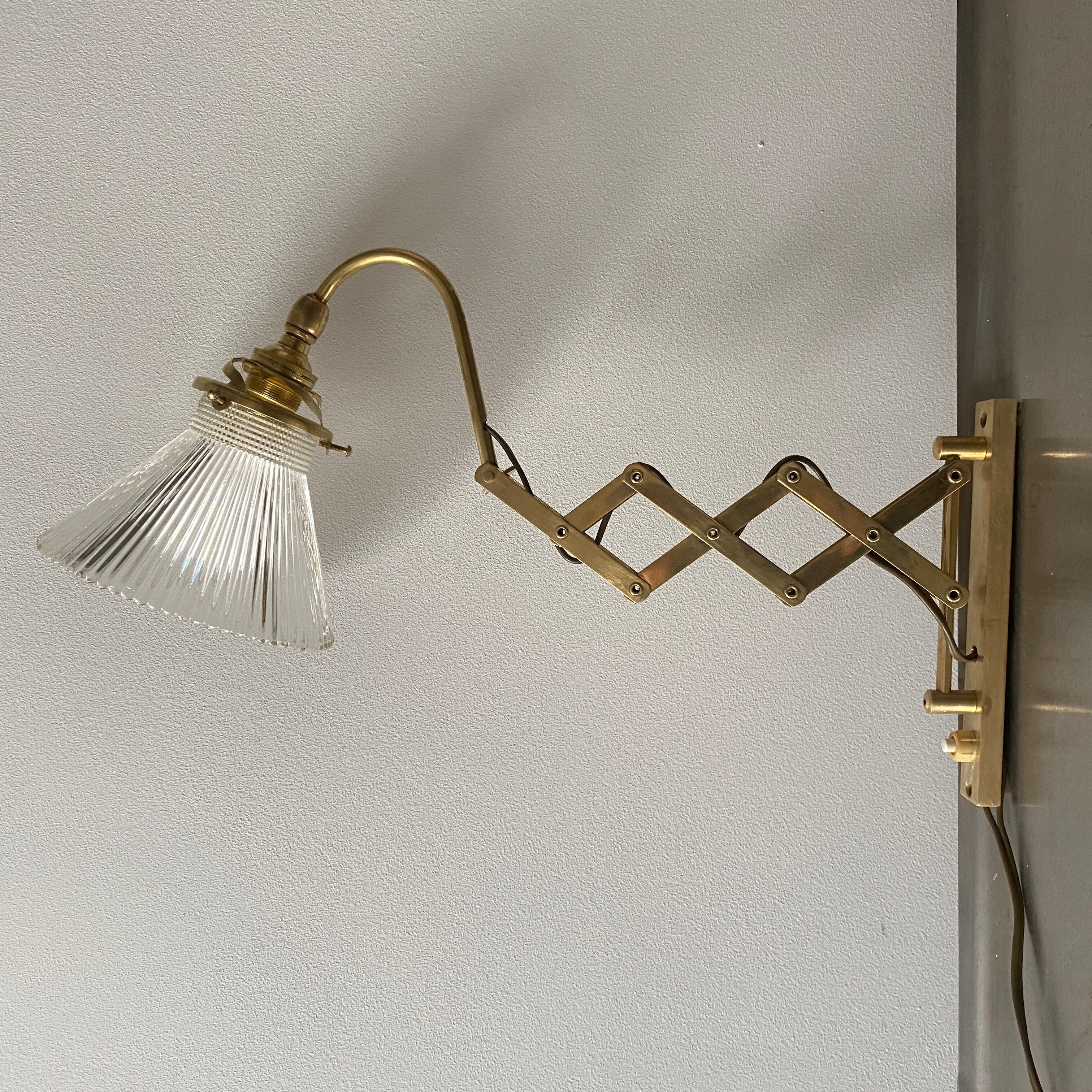 Old vintage brass accordion lamp