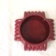 Ashtray red enamelled ceramics in geometric design and the 1950s vintage