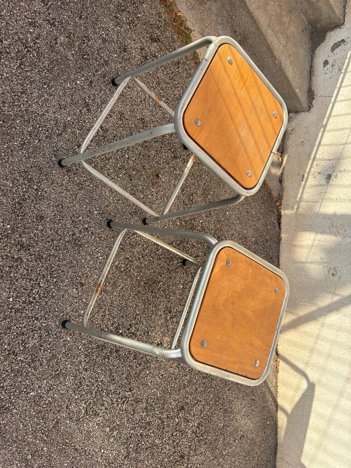 Duo gray industrial stools