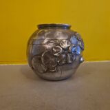 French Art Deco Pewter Vase By Lucien Houzeaux, 1920s