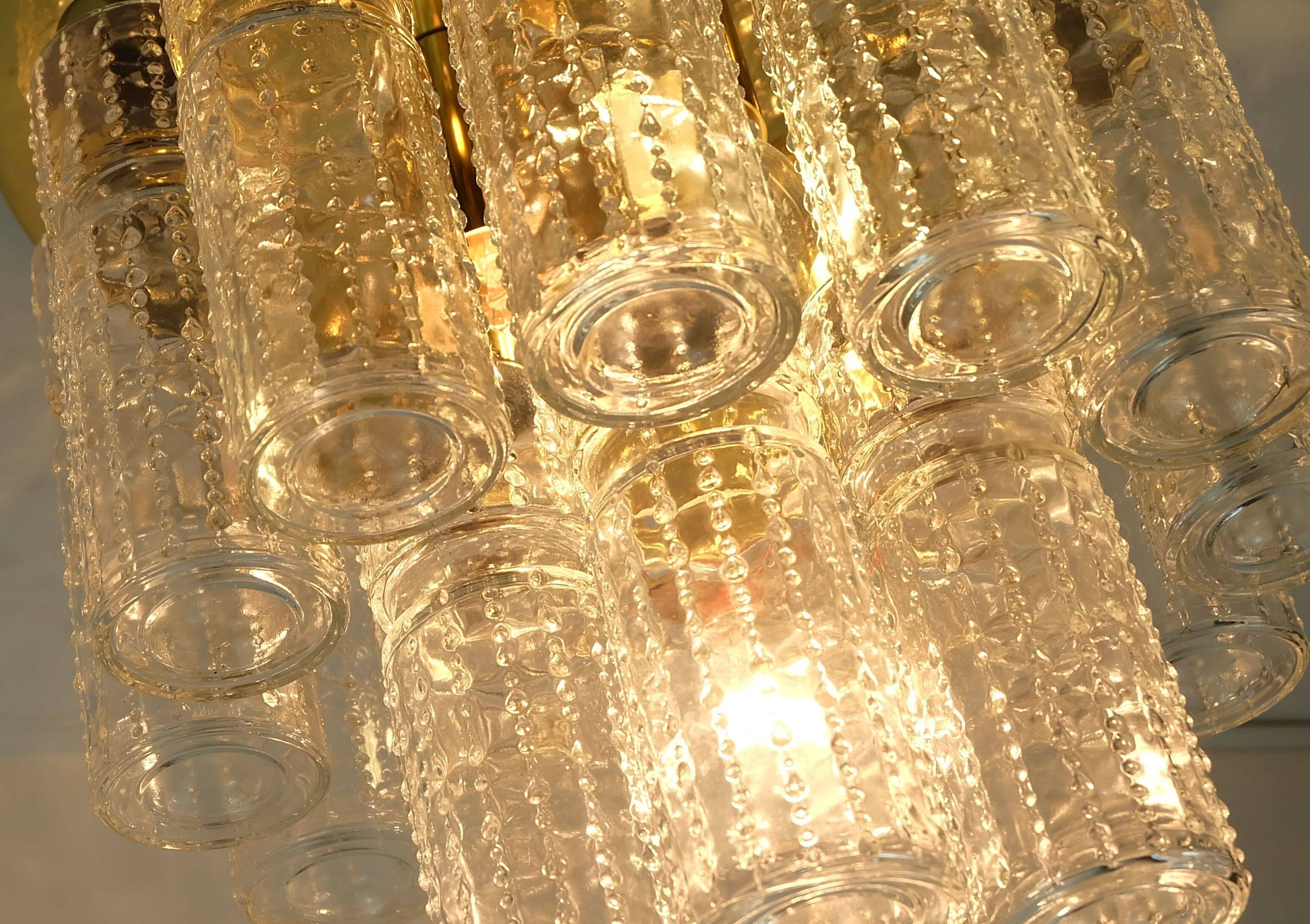 limburg mid century CEILING LIGHT ceiling fixture with 18 glass tubes