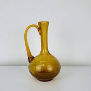 Vase verre bullé ambré vintage