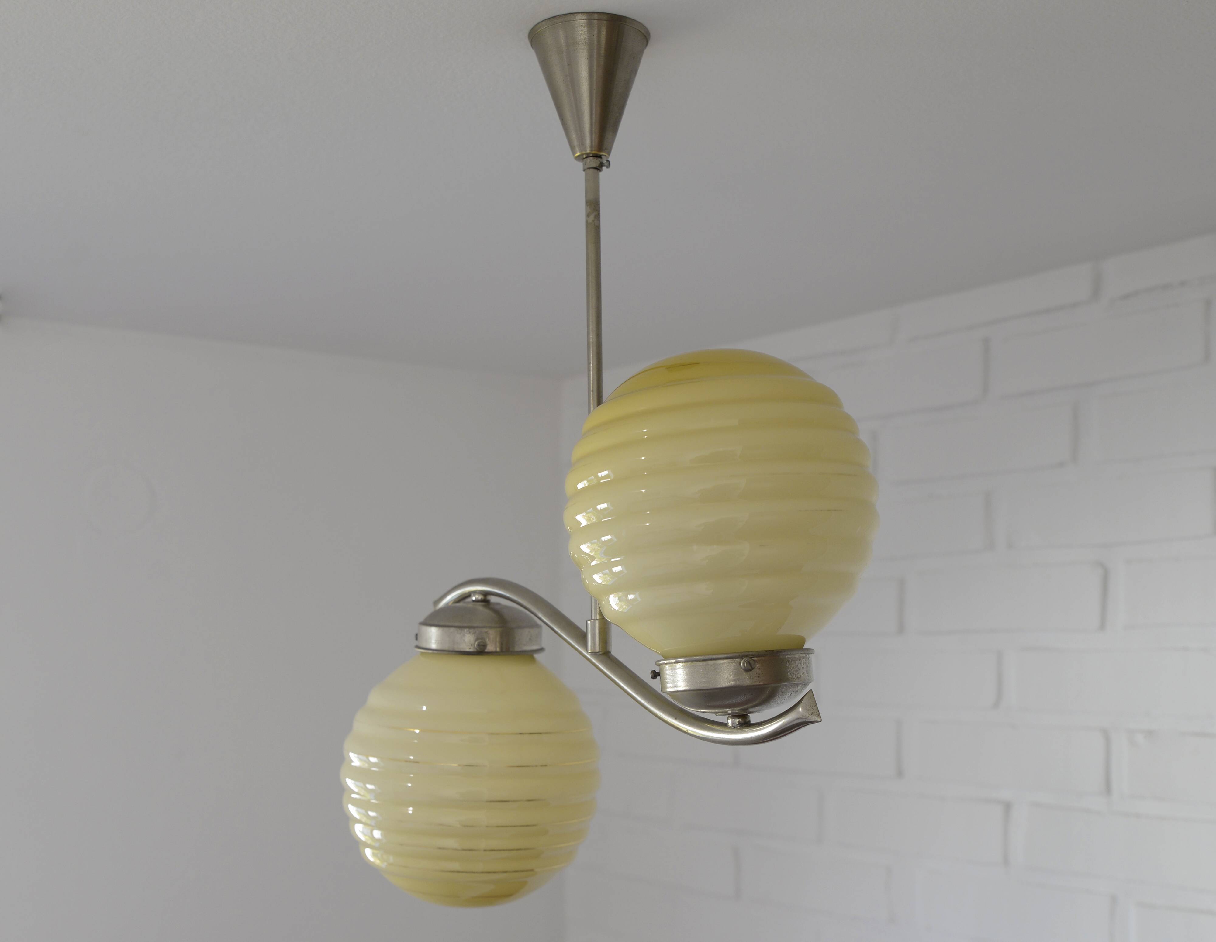 Original Art Deco Antique Chandelier Hanging Lamp Bauhaus Era