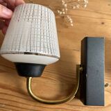 Pair of vintage glass/metal wall lights / circa 1950s 1960s
