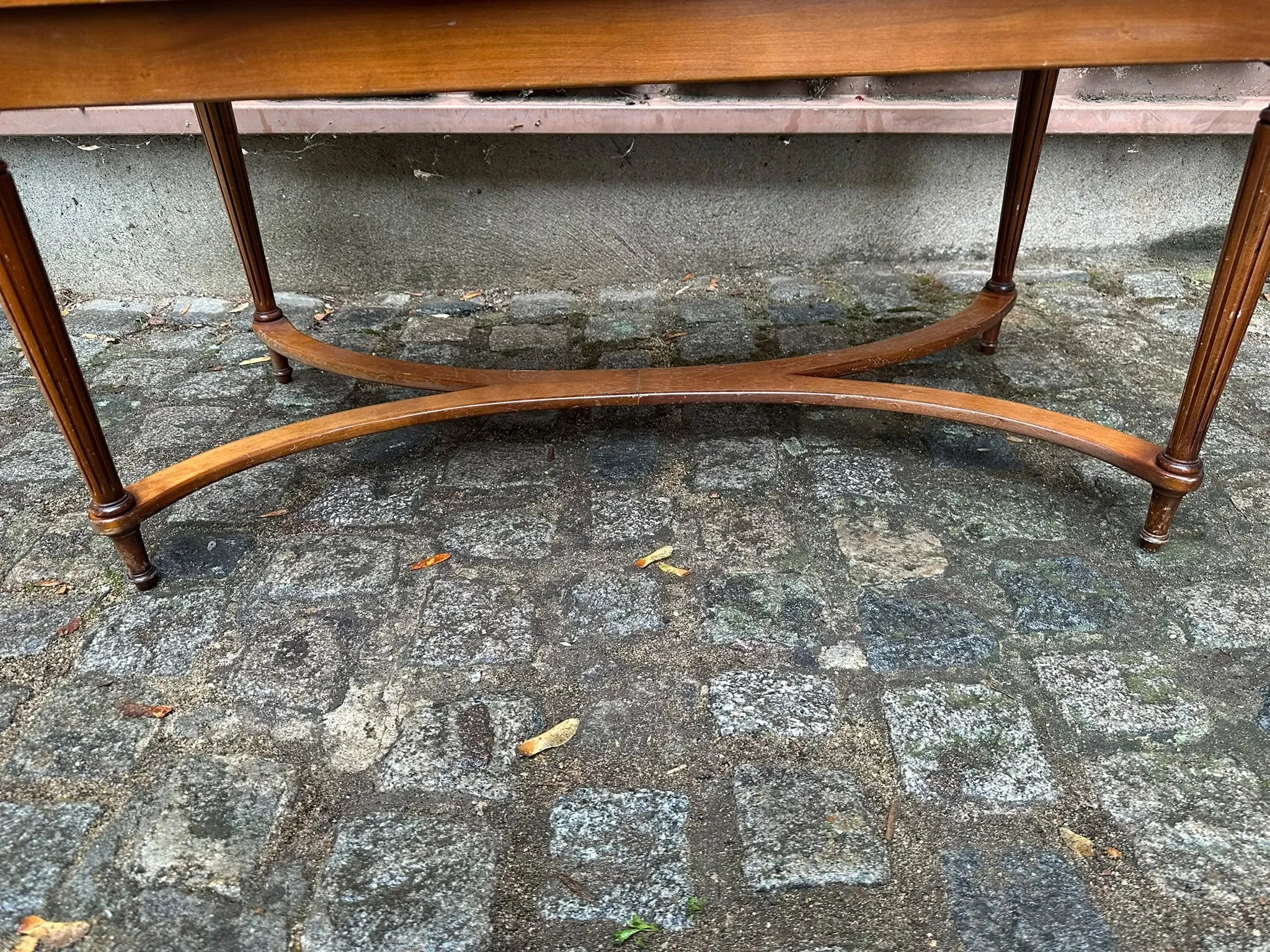 Louis XVI style coffee table in stained cherry wood 95x50cm 1970