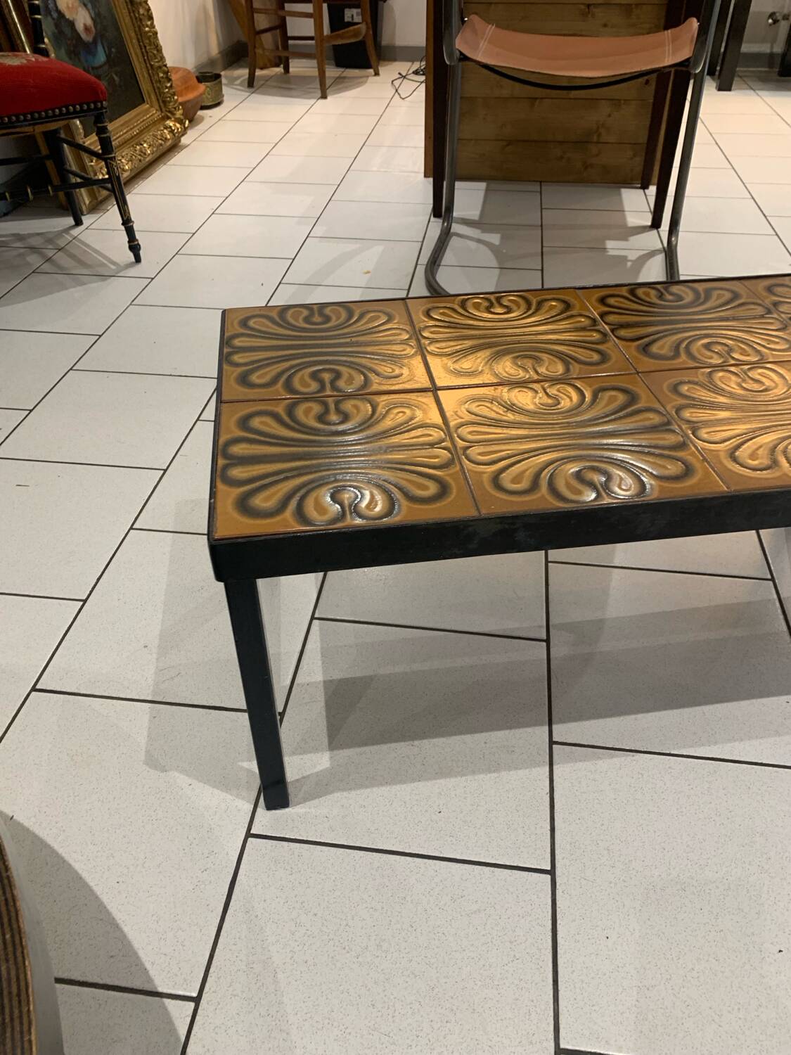 Table basse vintage ceramique circa 1970