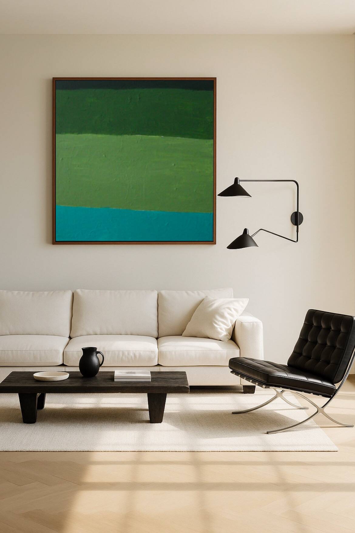 Abstract on canvas 100x100x4cm "Green Softness"