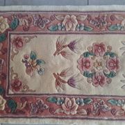 Vintage Chinese rug 120 x 60 cm with reliefs, Beijing flowers, handmade.