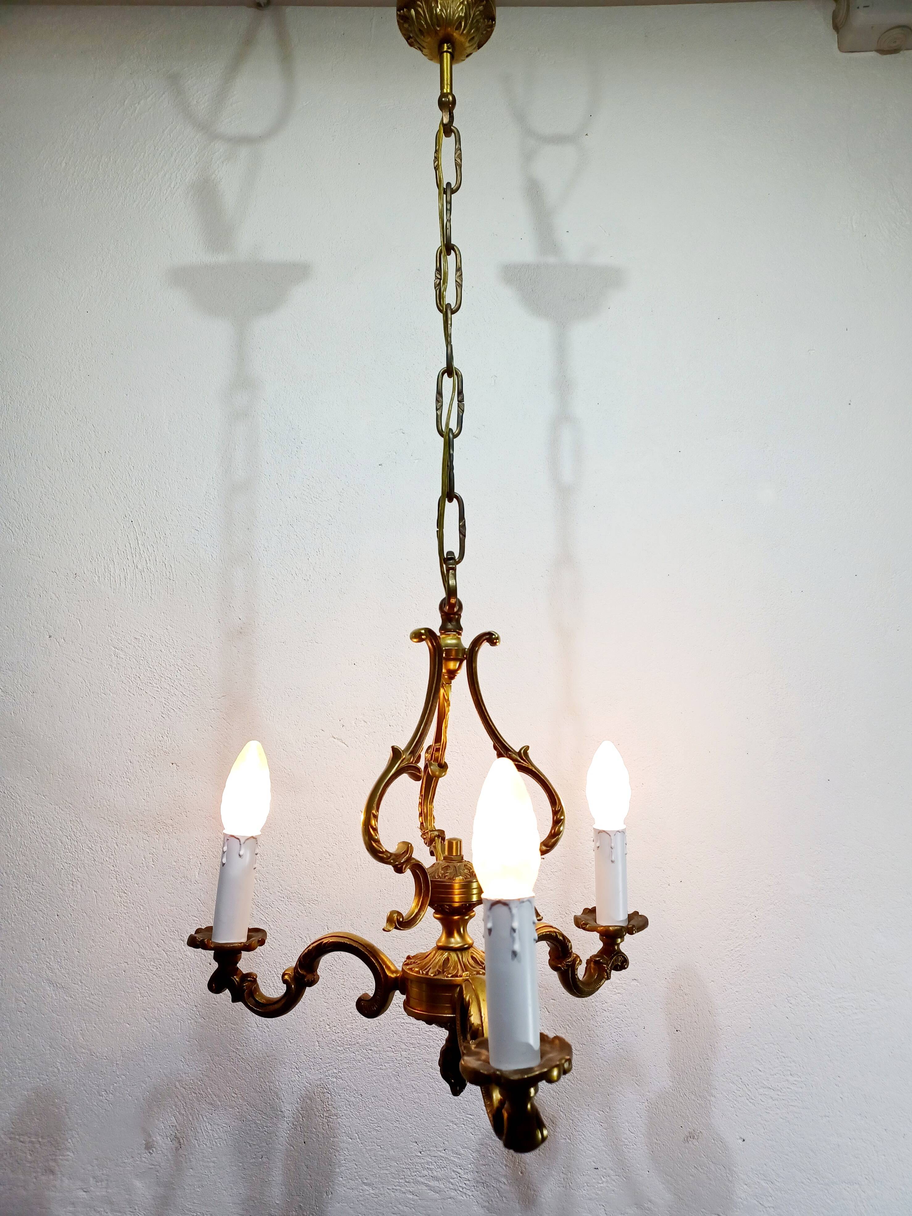 3-light bronze chandelier