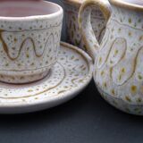 Earthenware coffee service signed Jean Austruy Vallauris around 1970 - Cups - saucers - milk pot