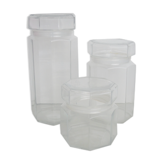 Trio of glass jars