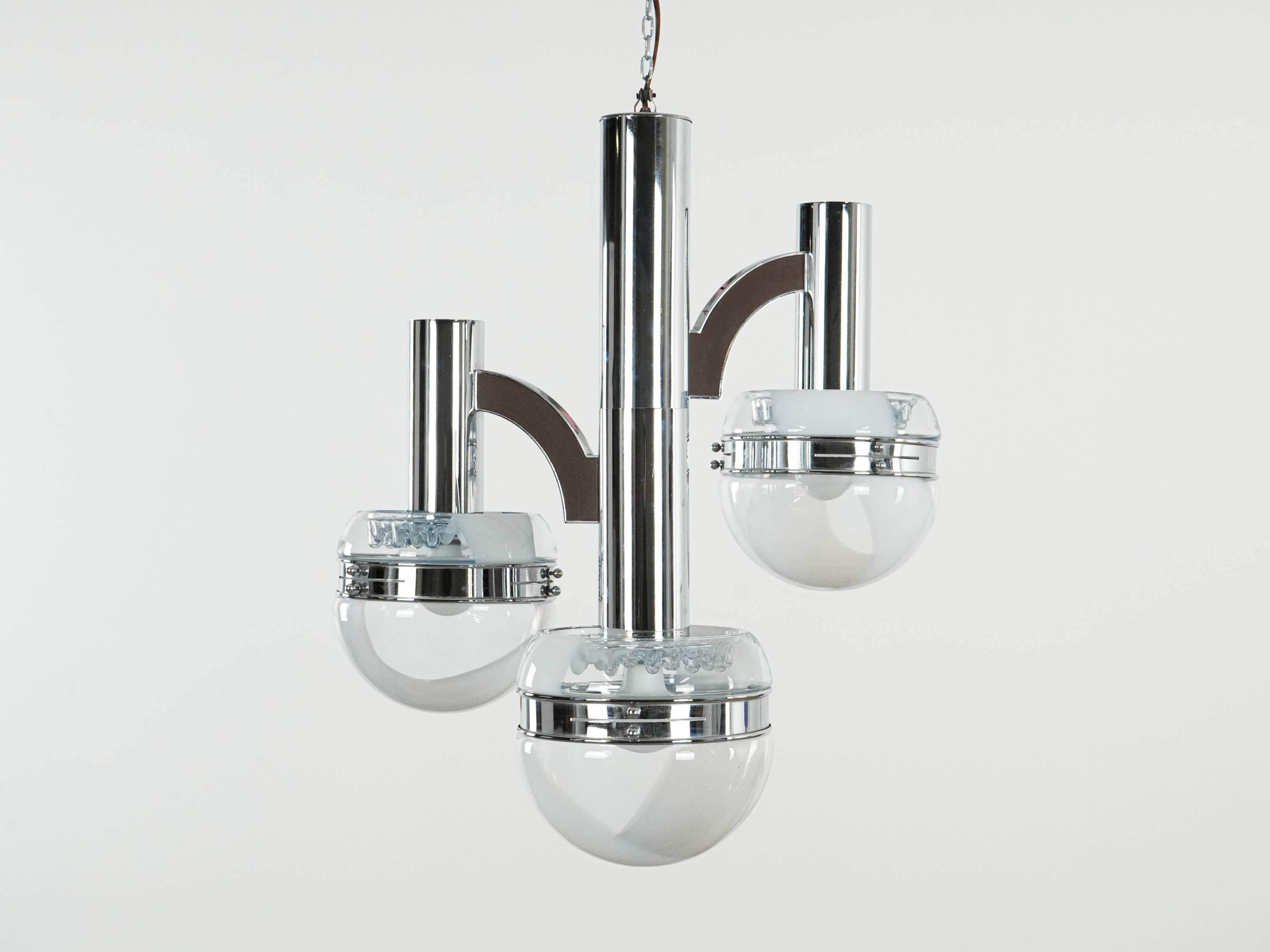 Lustre de style futuriste, verre de Murano, années 1970, fabriqué en Italie