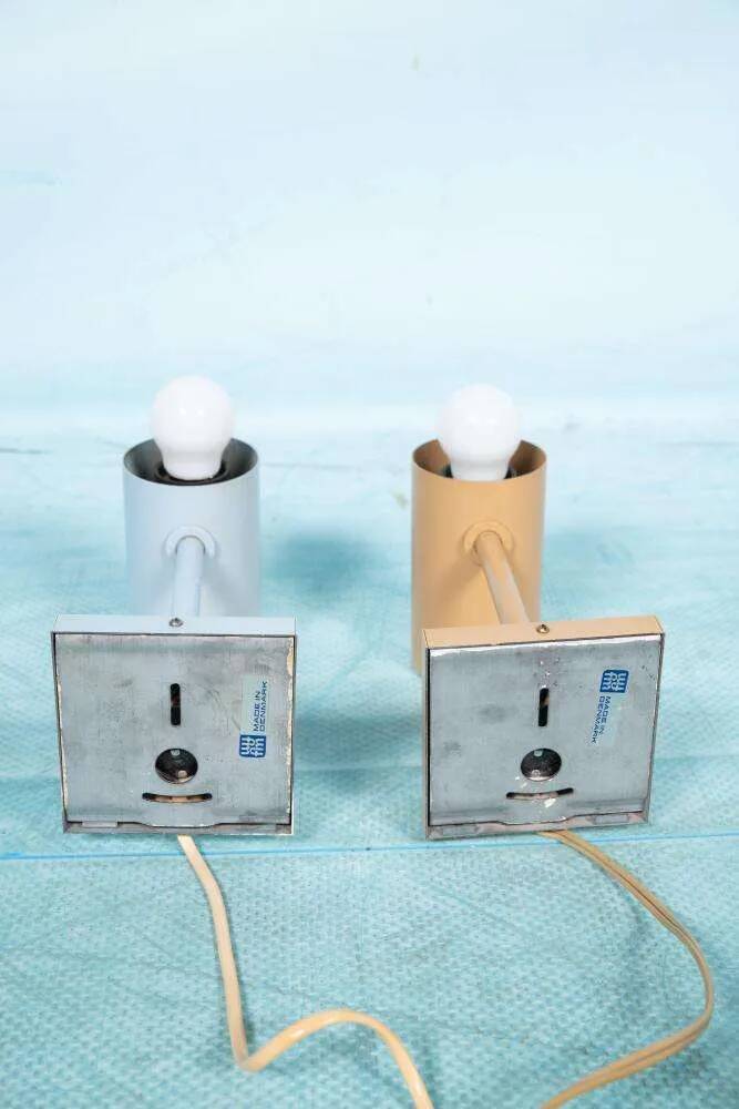 Vintage set of Danish wall lamps Fog&Mørup pastel Jo Hammerborg