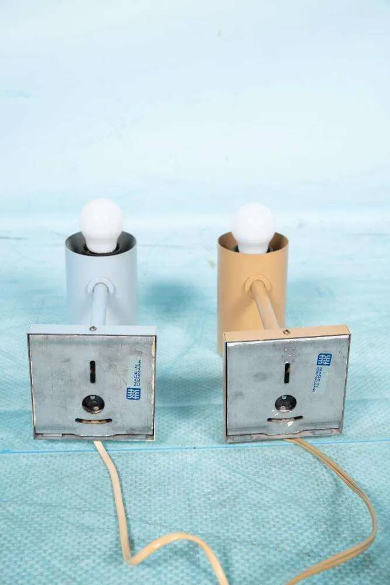 Vintage set of Danish wall lamps Fog&Mørup pastel Jo Hammerborg