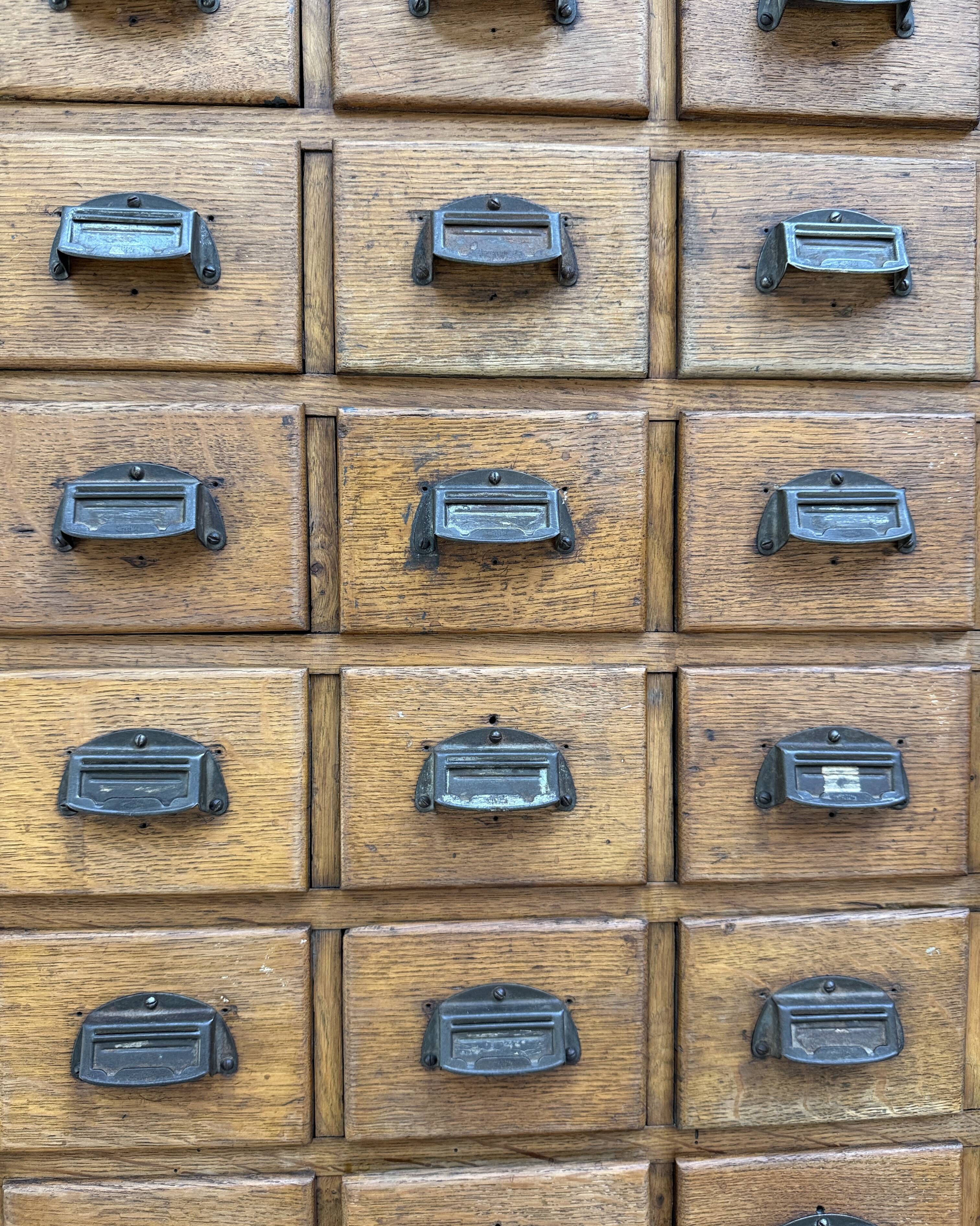 Renovated oak workshop drawer unit.