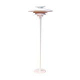 Lampadaire danois en blanc avec accent orange par Jeka Metaltryk, 1970s